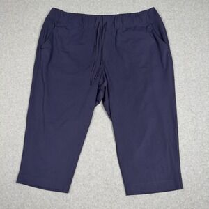 LIVI LANE BRYANT Capri Trouser Pants Navy Blue Sz 22/24 Elastic Waist Drawstring